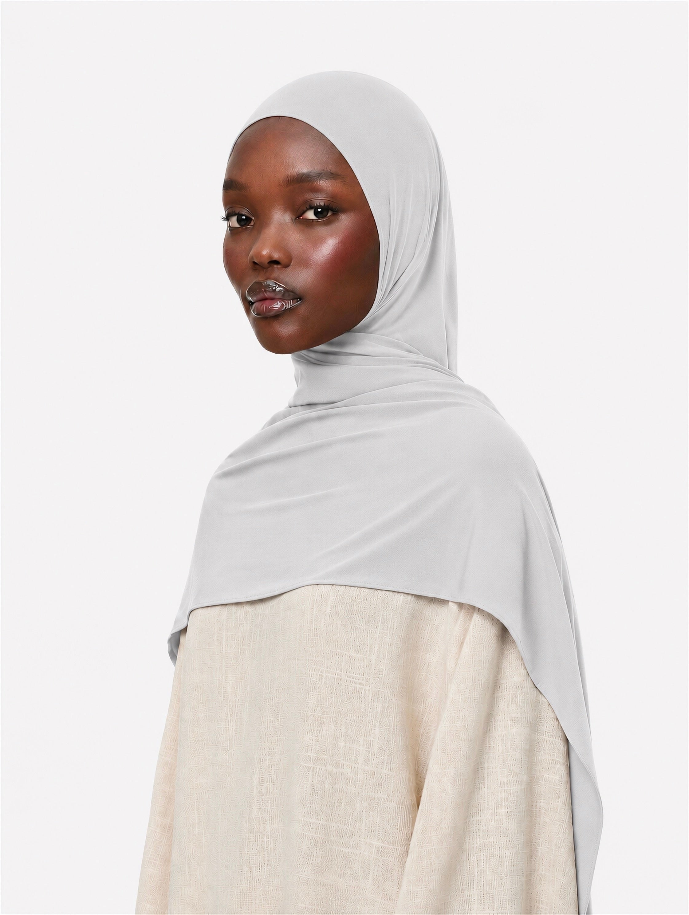 Premium Jersey Hijab Silver Mist