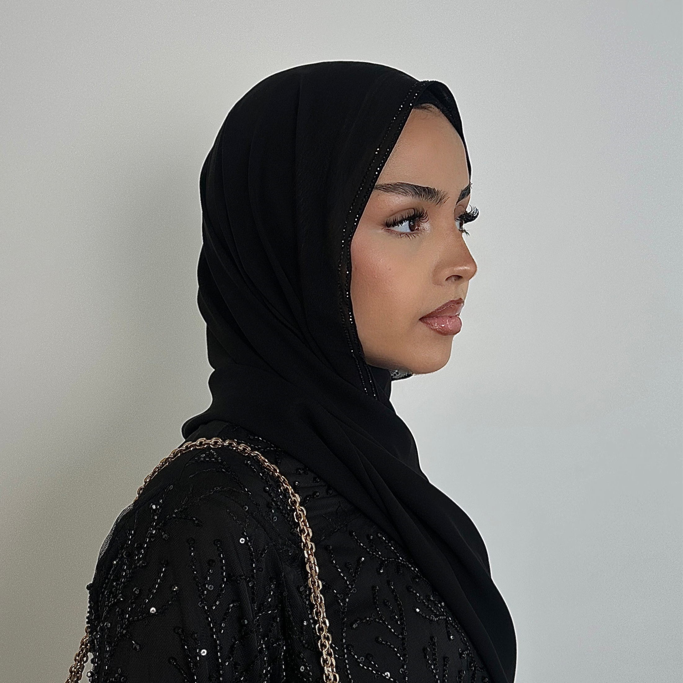 Black Bead Soft Chiffon