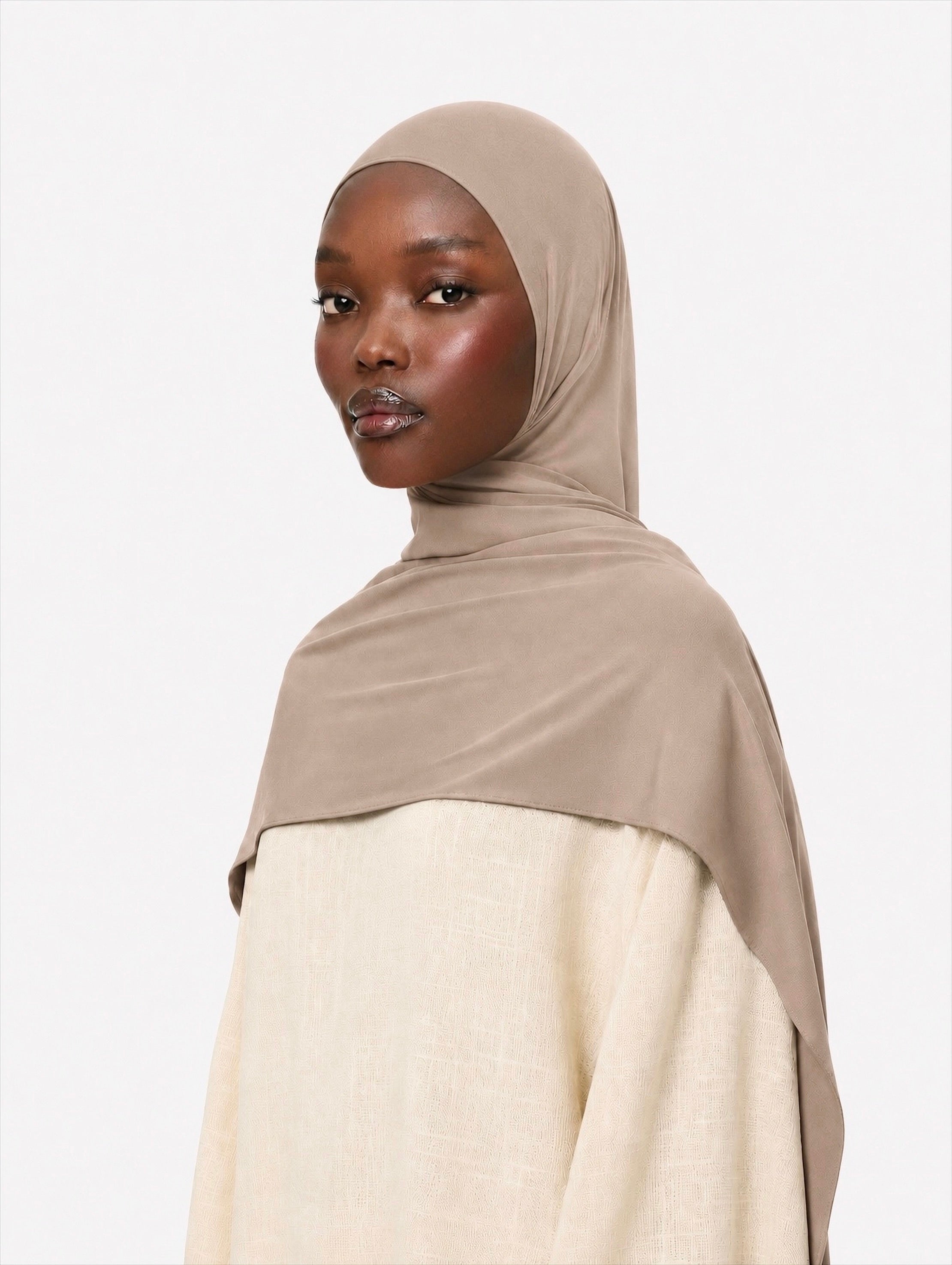 Premium Jersey Hijab Dark Beige